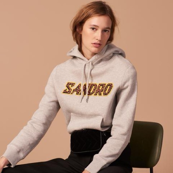 SANDRO Paris Hooded Sweatshirt Size Medium - Picture 1 of 9